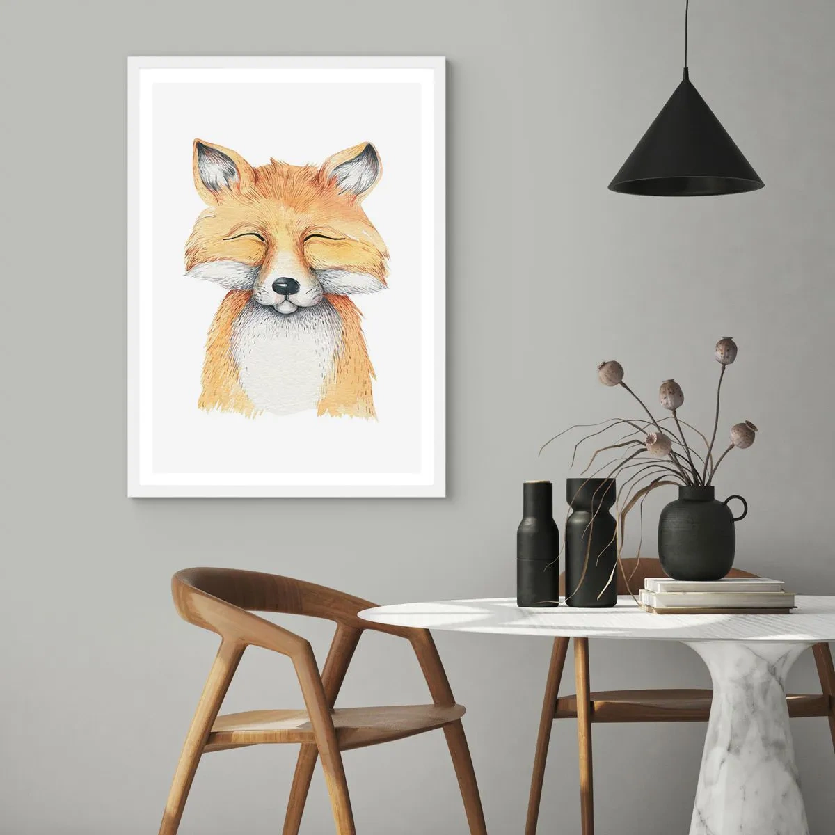 Plagát v bielom ráme - Líščia rozladenosť - 70x100 cm