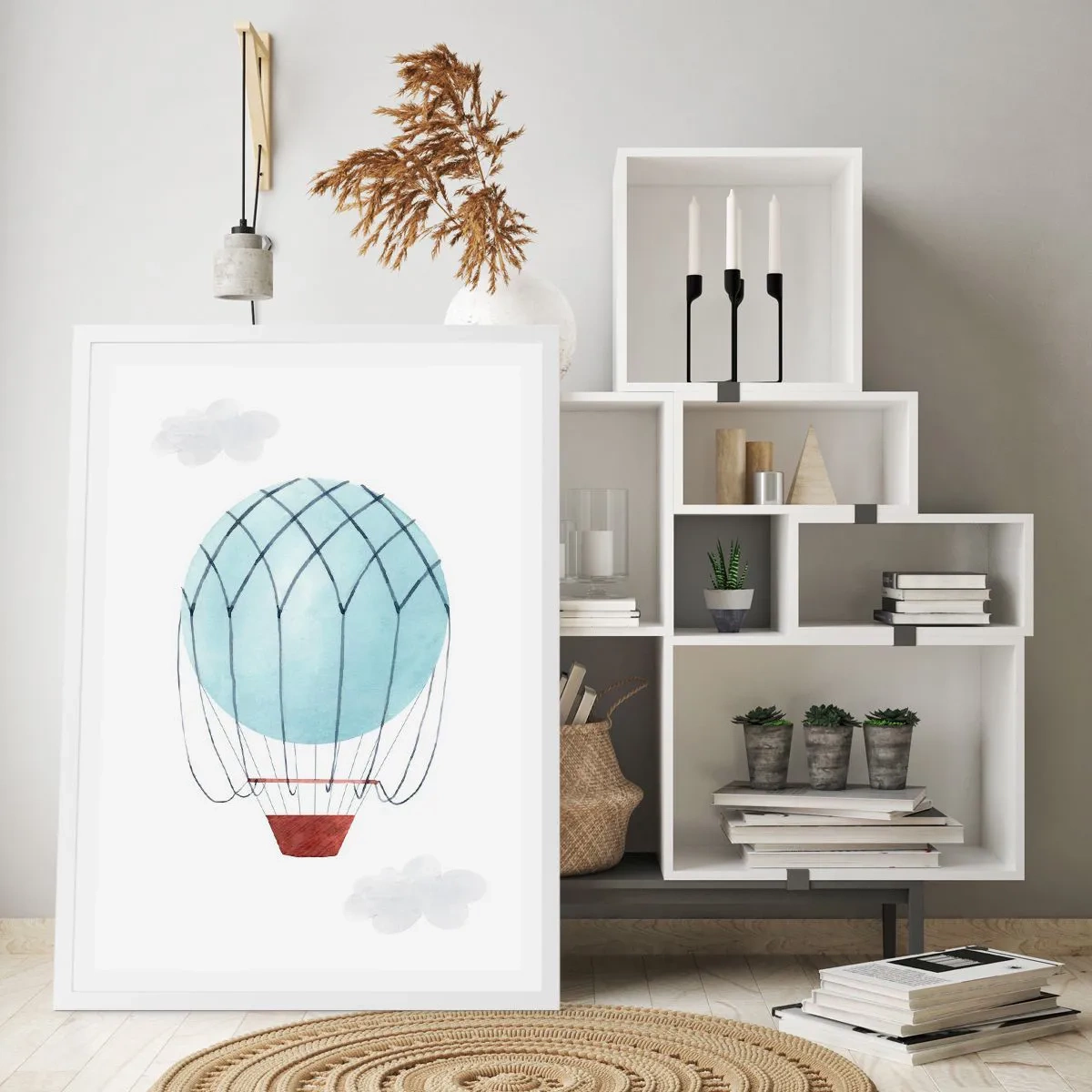Plagát v bielom ráme - Celý v oblakoch - 40x50 cm