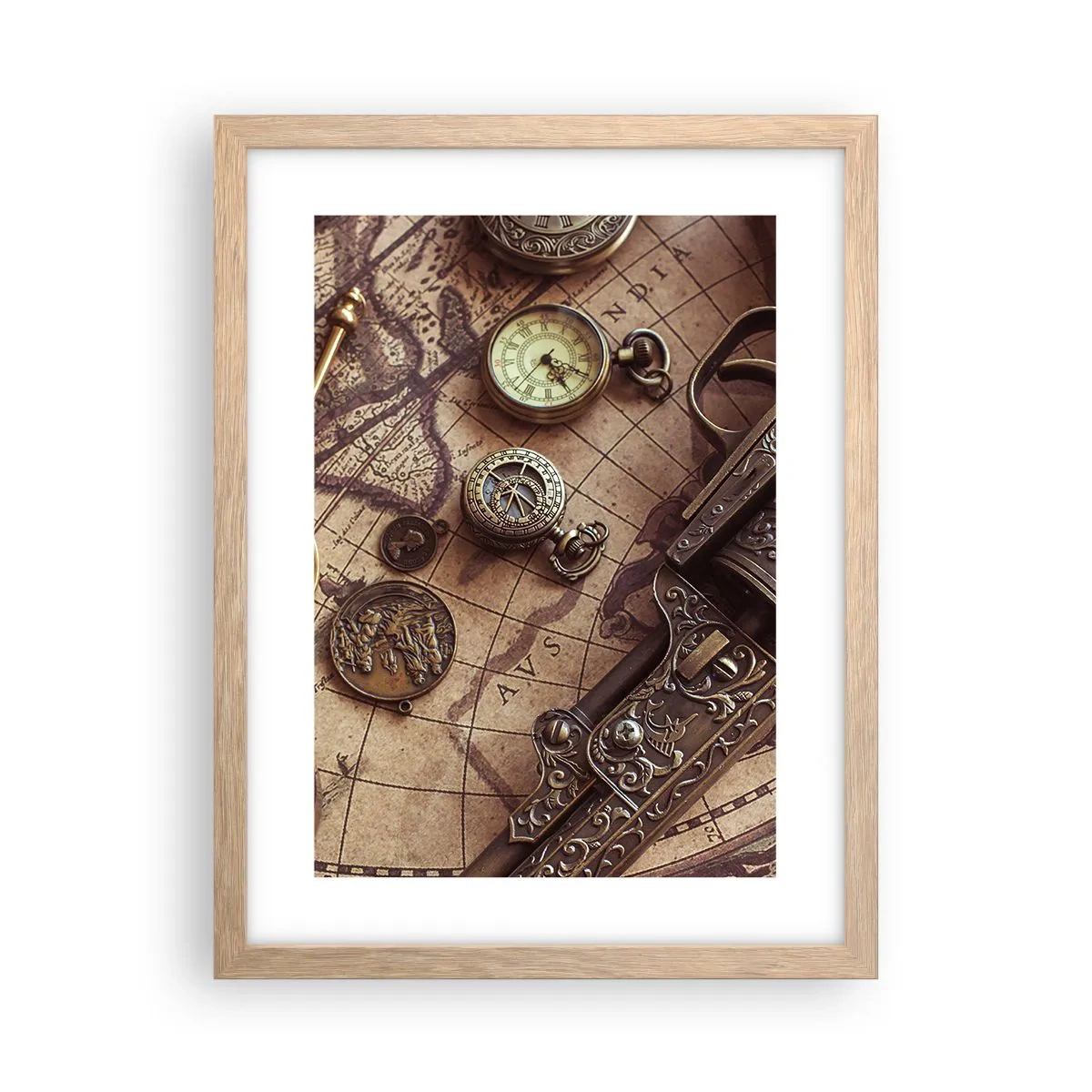 Plagát v ráme zo svetlého duba - Dobrodružstvo volá - 30x40 cm