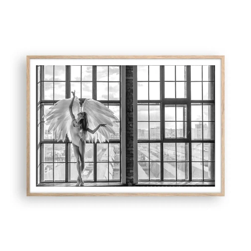 Plagát v ráme zo svetlého duba - Mesto anjelov? - 100x70 cm