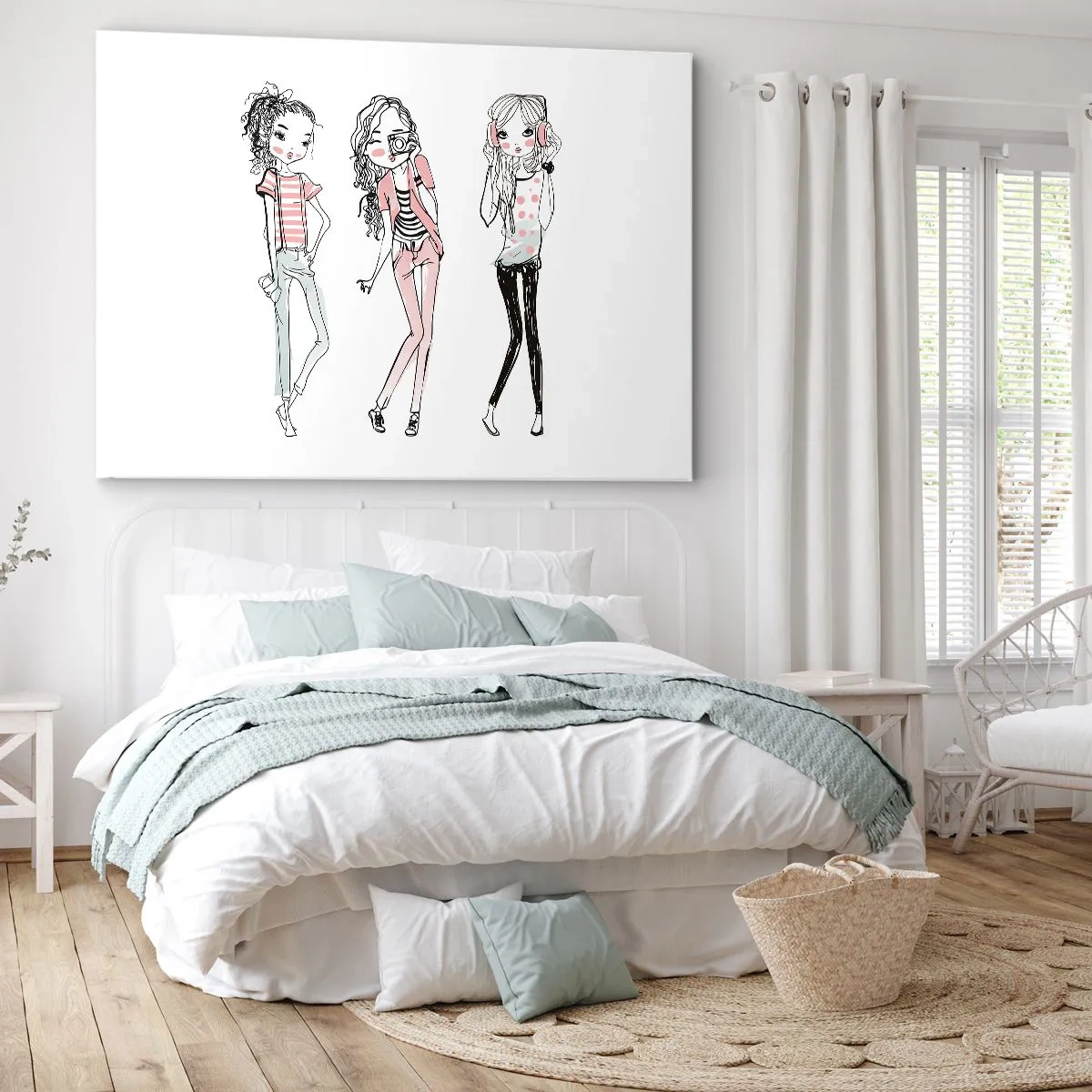 Obraz na plátne - Ilustrácia módnych dievčat v pastelových farbách - 70x50cm - Bude, bude zábava - Moderná nástenná dekorácia do obývacej izby a spálne ARTTOR