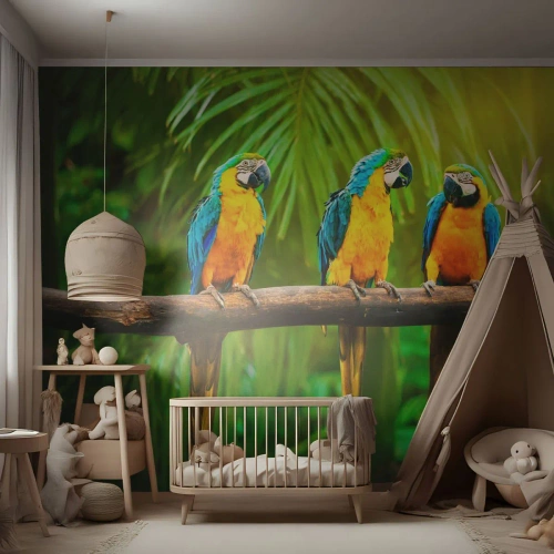 Fototapeta na mieru Premium Canvas - Počula si, že ona…? - Vtáky, Papagáje, Príroda