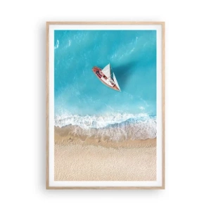 Plagát v ráme zo svetlého duba - Na hranici modrej a zlatej - 70x100 cm