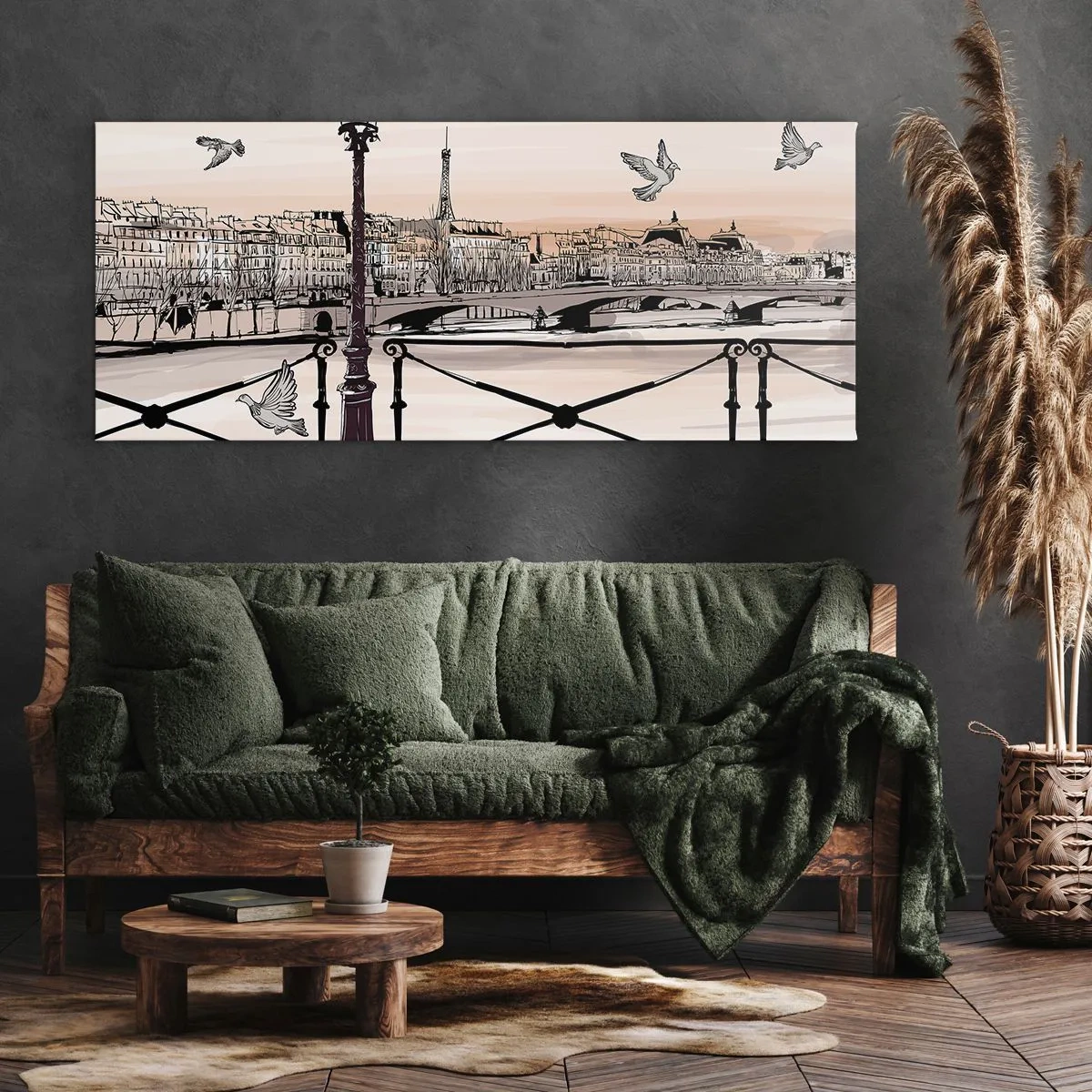 Obraz na plátne - Nad strechami Paríža - 100x40 cm
