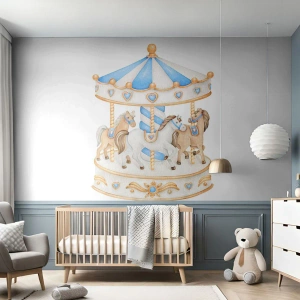 Fototapeta Premium Canvas - Sladké detstvo - Kone, Kolotoč, Detský - 450x315 cm