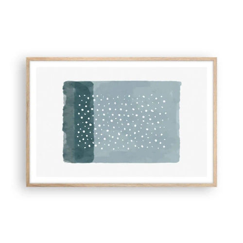 Plagát v ráme zo svetlého duba - Pestované na modrej - 91x61 cm