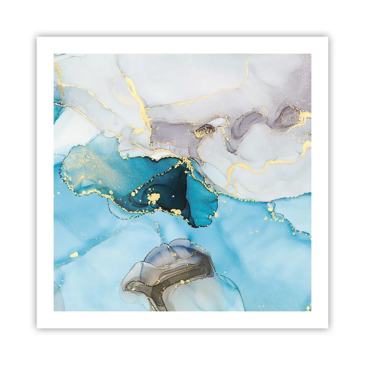 Plagát - Štúdia o stretnutí šedej a tyrkysovej - 60x60 cm