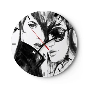 Nástenné hodiny - Dve ženské siluety v povrchnom štýle - 30x30cm - Znásobená krása - Moderná nástenná dekorácia do obývacej izby, kuchyne a spálne ARTTOR