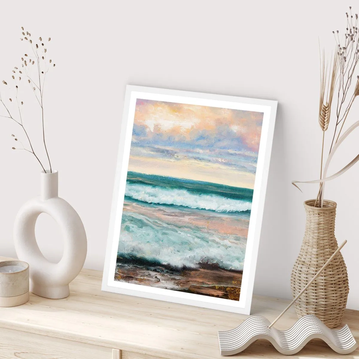 Plagát v bielom ráme - Tu uhladíš dušu - 40x50 cm