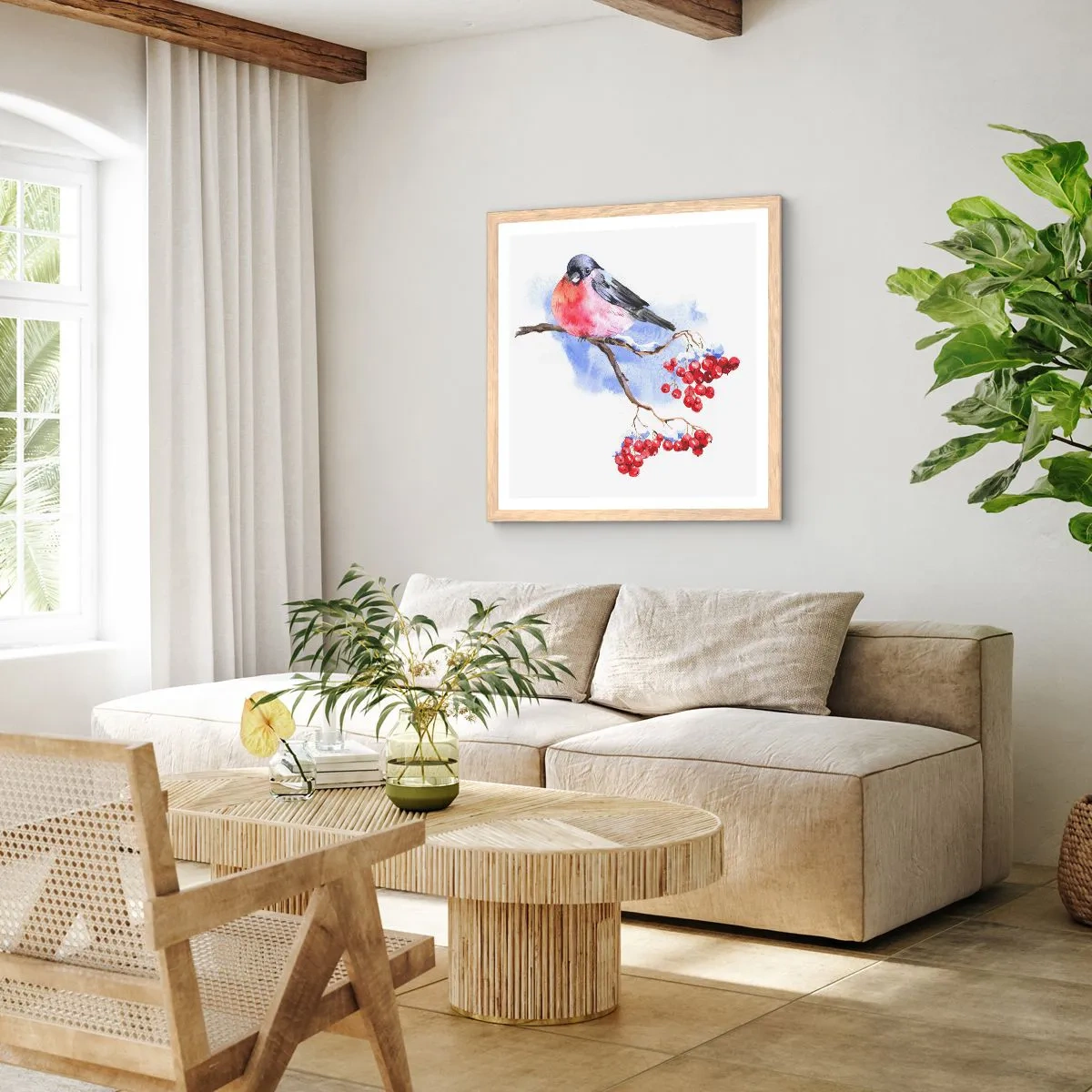 Plagát v ráme zo svetlého duba - Farebná zima - 50x50 cm