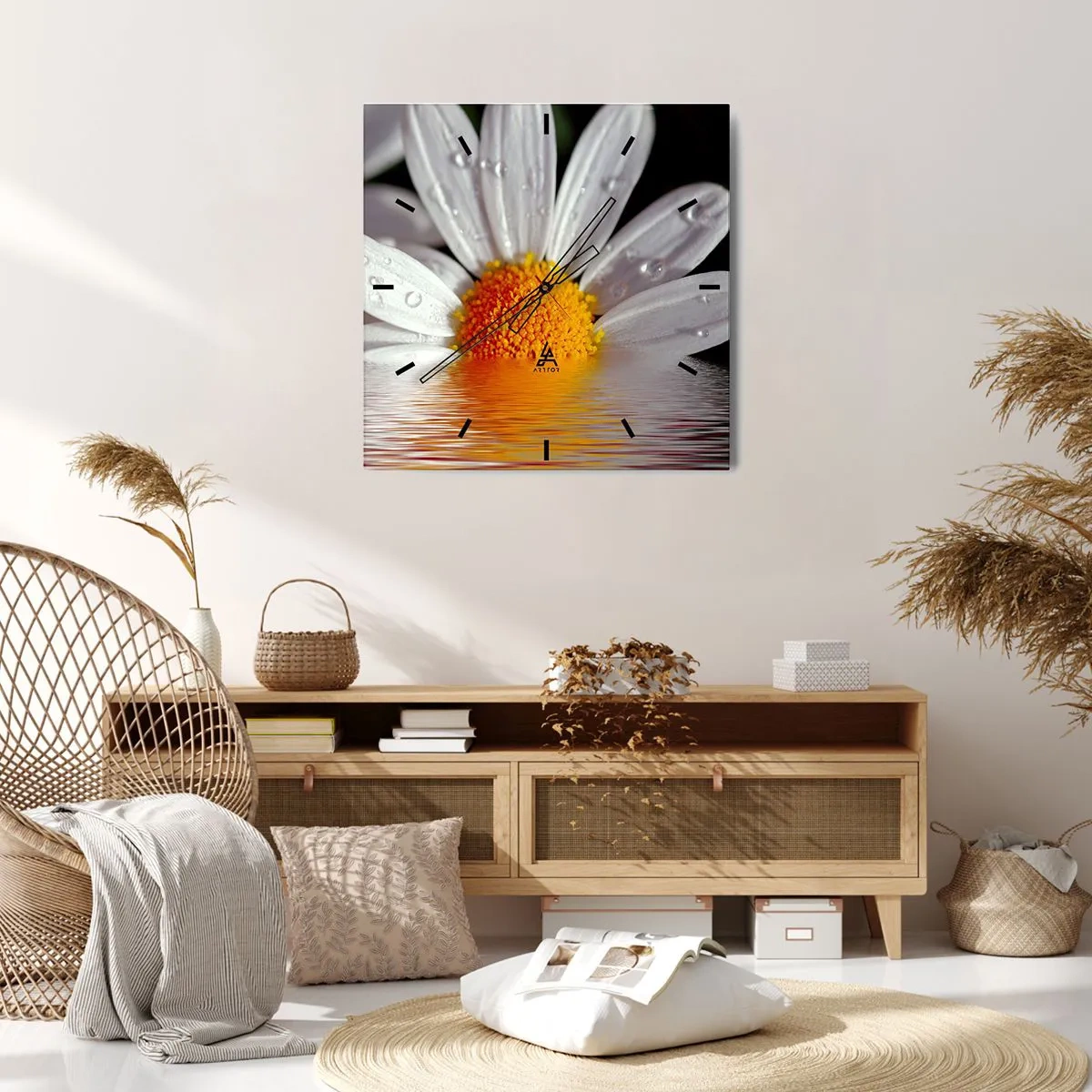 Nástenné hodiny - Vychádzajúce slnko sedmokrásky - 40x40 cm