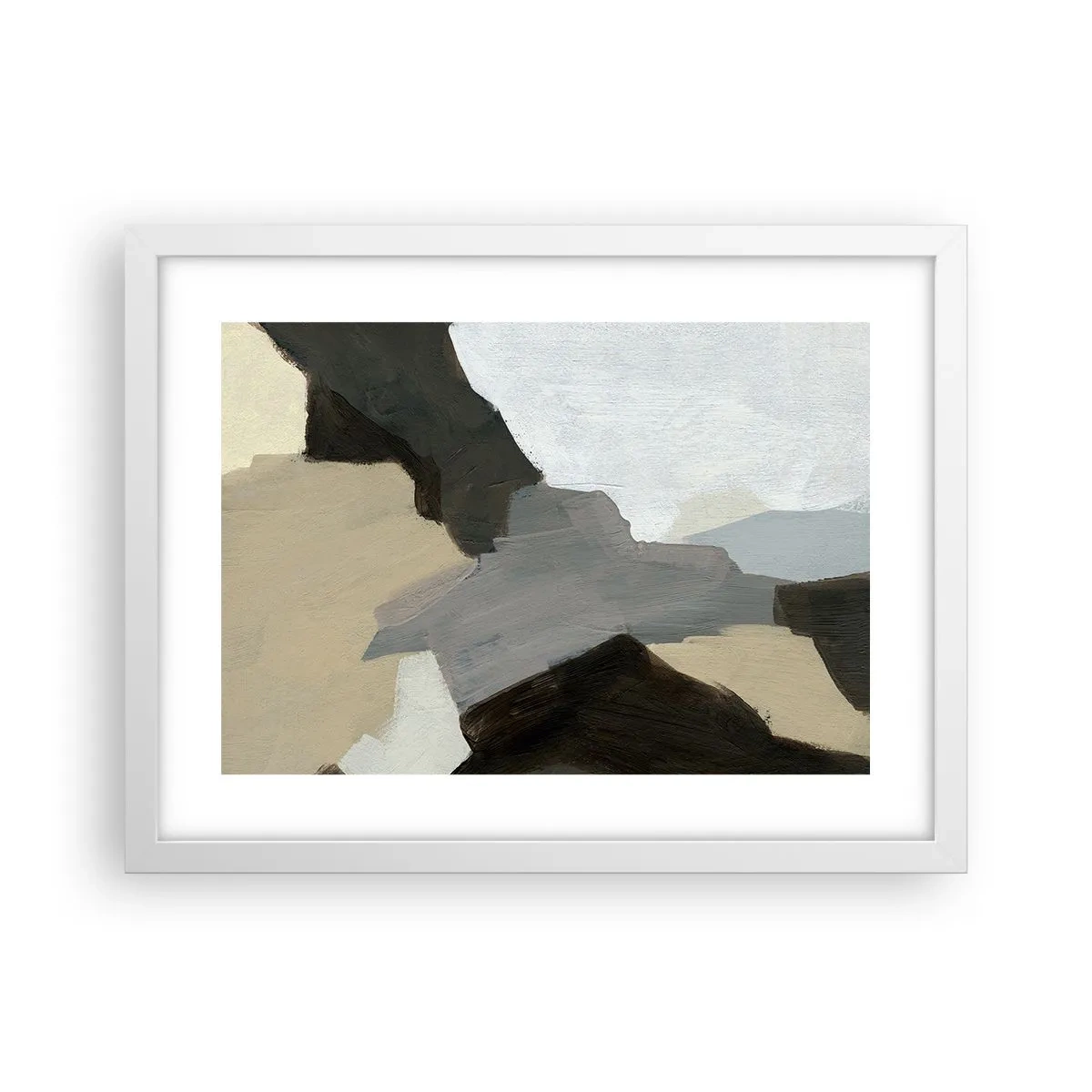 Plagát v bielom ráme - Abstrakcia: križovatka šedej - 40x30 cm