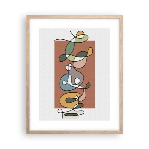 Plagát v ráme zo svetlého duba - Abstrakcia: farebné vyvádzanie - 40x50 cm