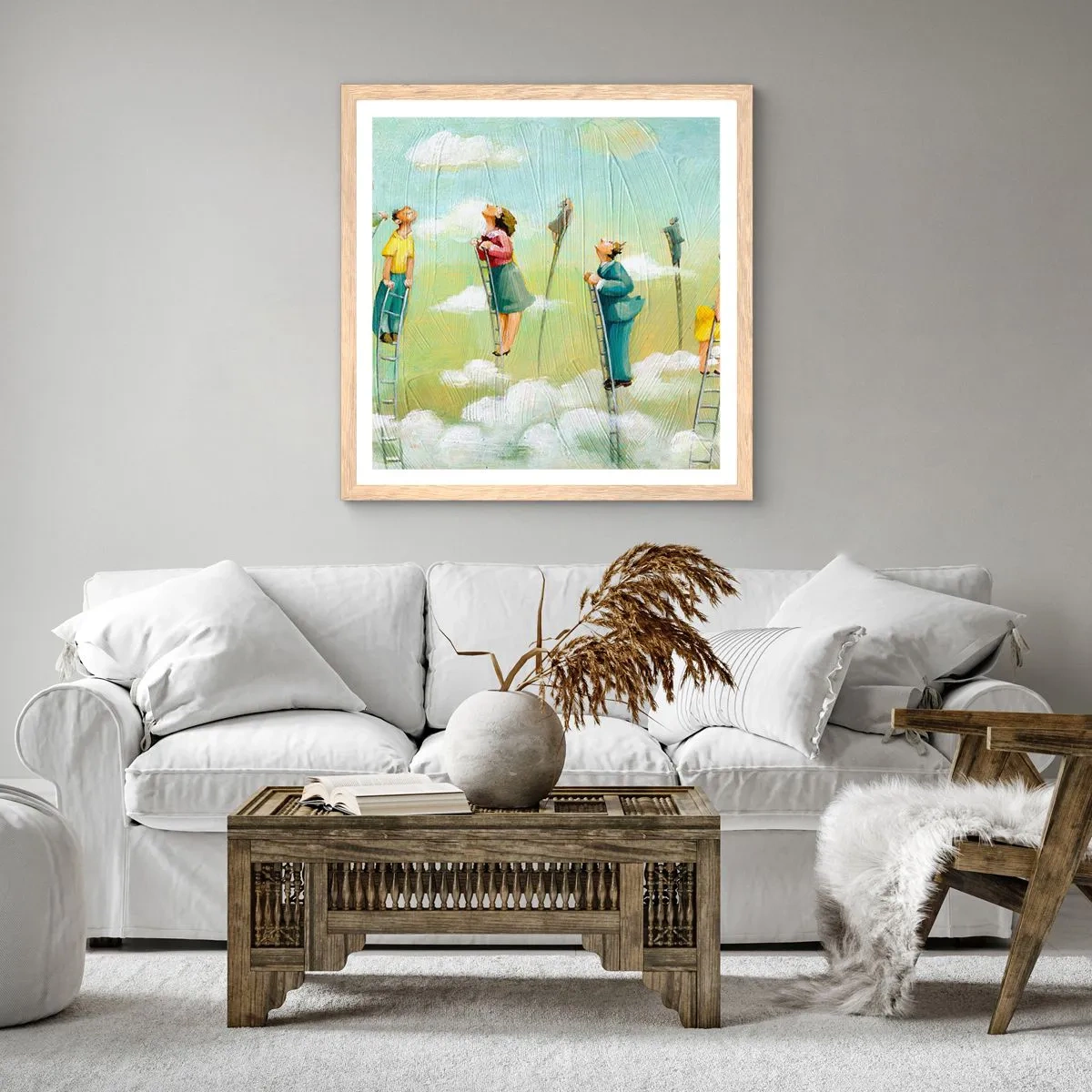 Plagát v ráme zo svetlého duba - Za svojim snom - 30x30 cm