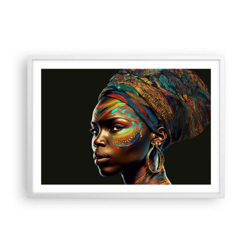 Plagát v bielom ráme - Africká kráľovná - 70x50 cm