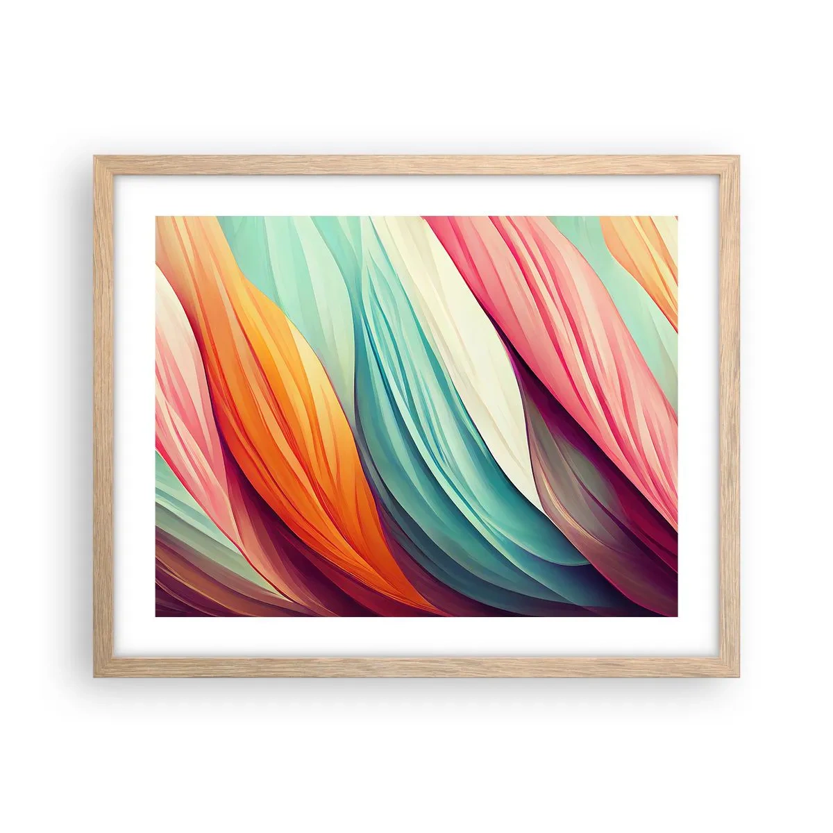 Plagát v ráme zo svetlého duba - Dúhový uzol - 50x40 cm