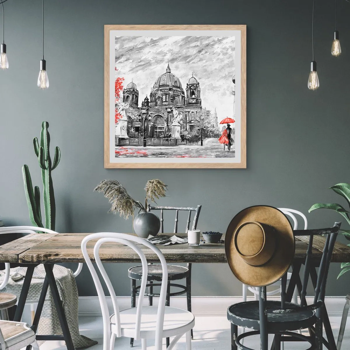 Plagát v ráme zo svetlého duba - Berlínske stretnutie - 50x50 cm