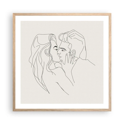 Plagát v ráme zo svetlého duba - Zamotaní citom - 60x60 cm