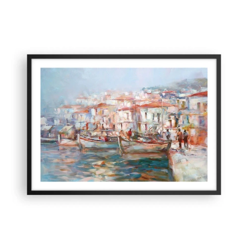 Plagát v čiernom ráme - Pastelová dovolenka - 70x50 cm