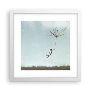 Plagát v bielom ráme - Lietajúca púpava - 30x30 cm