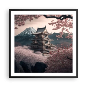 Plagát v čiernom ráme - Krajina kvitnúcich čerešní - 60x60 cm