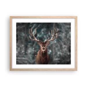 Plagát v ráme zo svetlého duba - Skutočný kráľ lesa - 50x40 cm