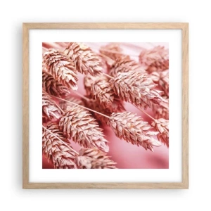 Plagát v ráme zo svetlého duba - Kvetinová kaskáda v ružovej - 40x40 cm
