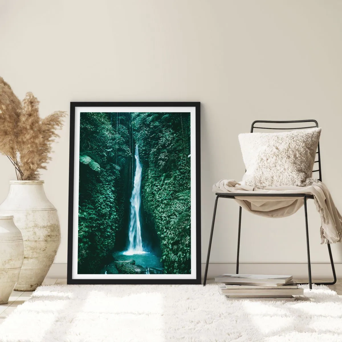 Plagát v čiernom ráme - Tropický prameň - 61x91 cm