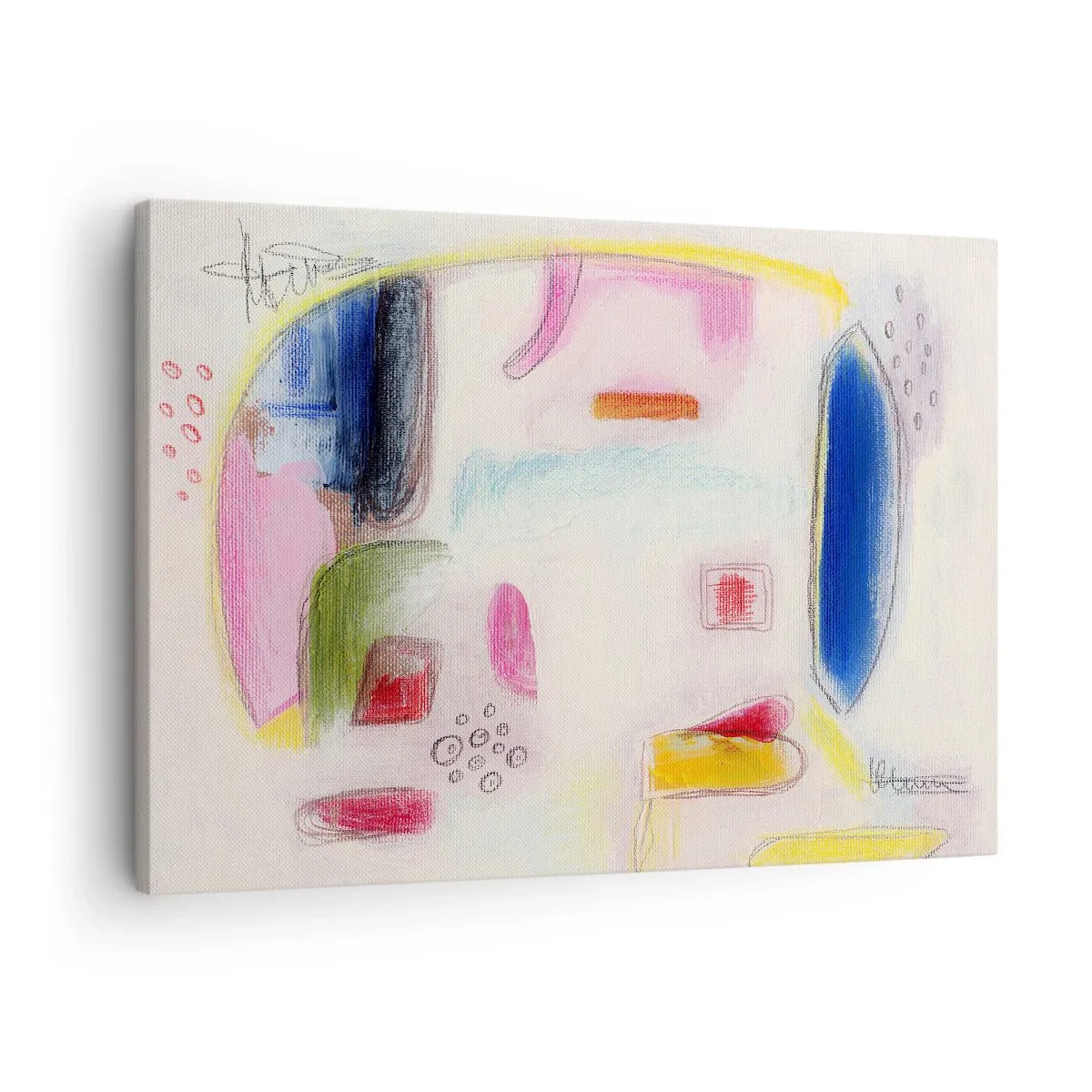 Obraz na plátne - Farebné abstraktné tvary na svetlom pozadí - 70x50cm - Viac konvexné ako konkávne alebo ploché - Moderná nástenná dekorácia do obývacej izby a spálne ARTTOR
