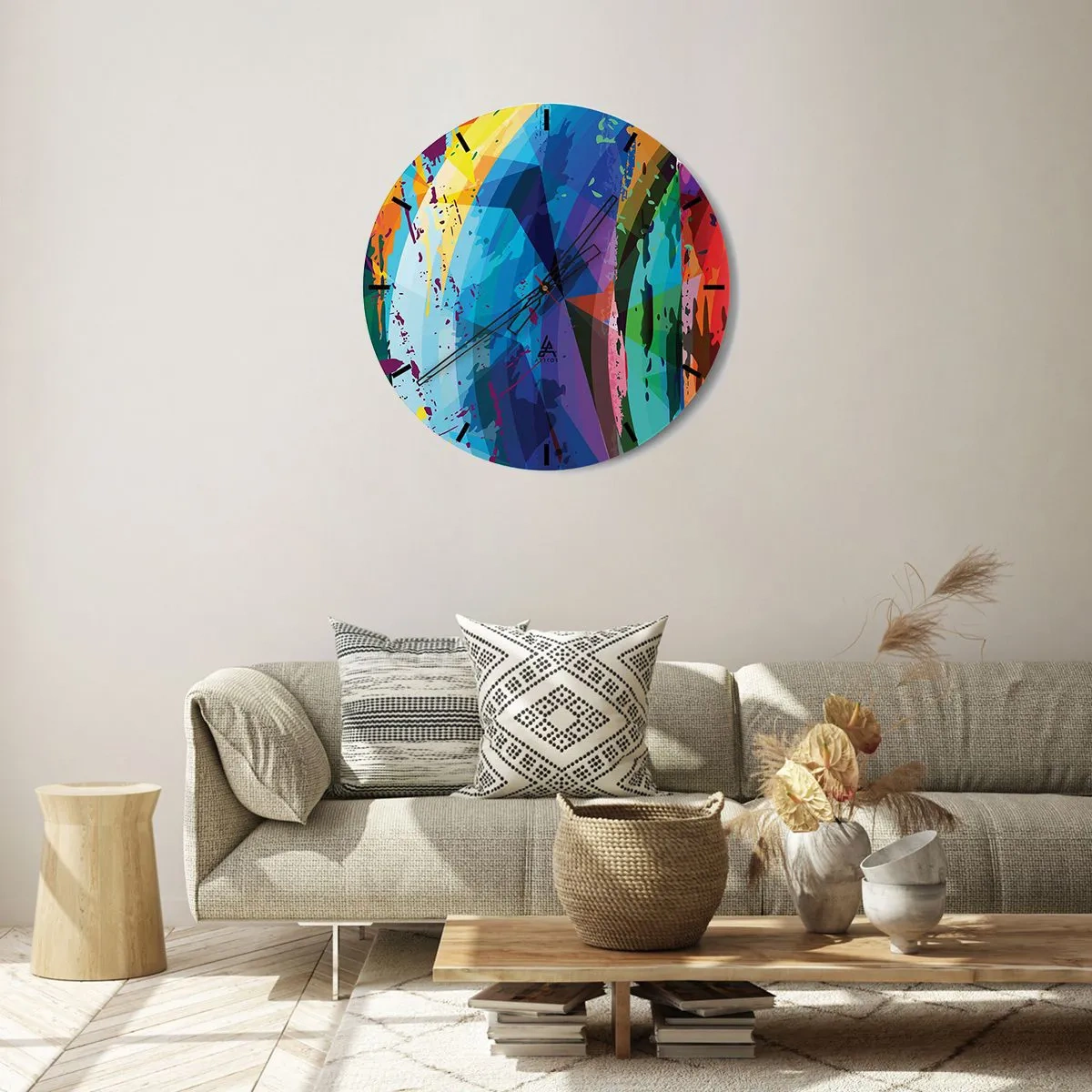 Nástenné hodiny - Abstraktné farebné vzory v intenzívnych farbách - 30x30cm - Farebné závraty - Moderná nástenná dekorácia do obývacej izby, kuchyne a spálne ARTTOR