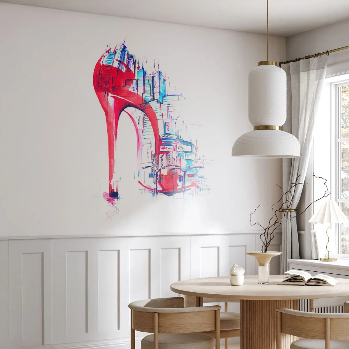 Samolepiaca Fototapeta Deluxe Sticker - Veľkomestská elegánka - Abstrakcia, Architektúra, Dámske Topánky - 250x175 cm