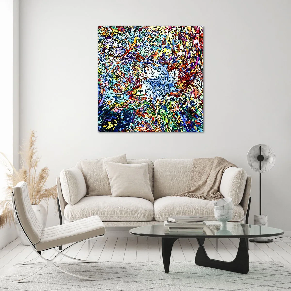 Obraz na skle - Vitráž s kvapkami - 70x70 cm