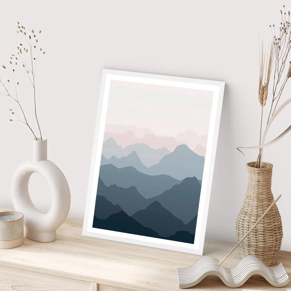 Plagát v bielom ráme - Vlny hôr - 70x100 cm
