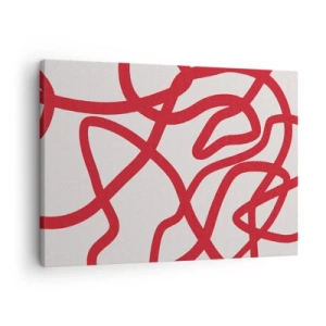 Obraz na plátne - Červené abstraktné čiary na bielom pozadí - 70x50cm - Červené na bielom - Moderná nástenná dekorácia do obývacej izby a spálne ARTTOR