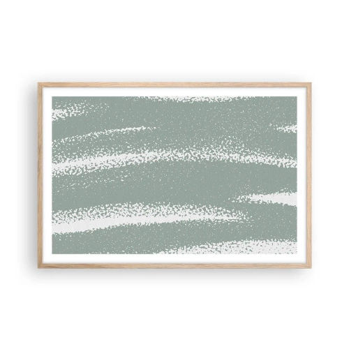 Plagát v ráme zo svetlého duba - Abstrakcia v zimnom štýle - 91x61 cm