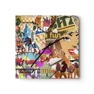 Nástenné hodiny - Prázdninová retrospektíva - 40x40 cm