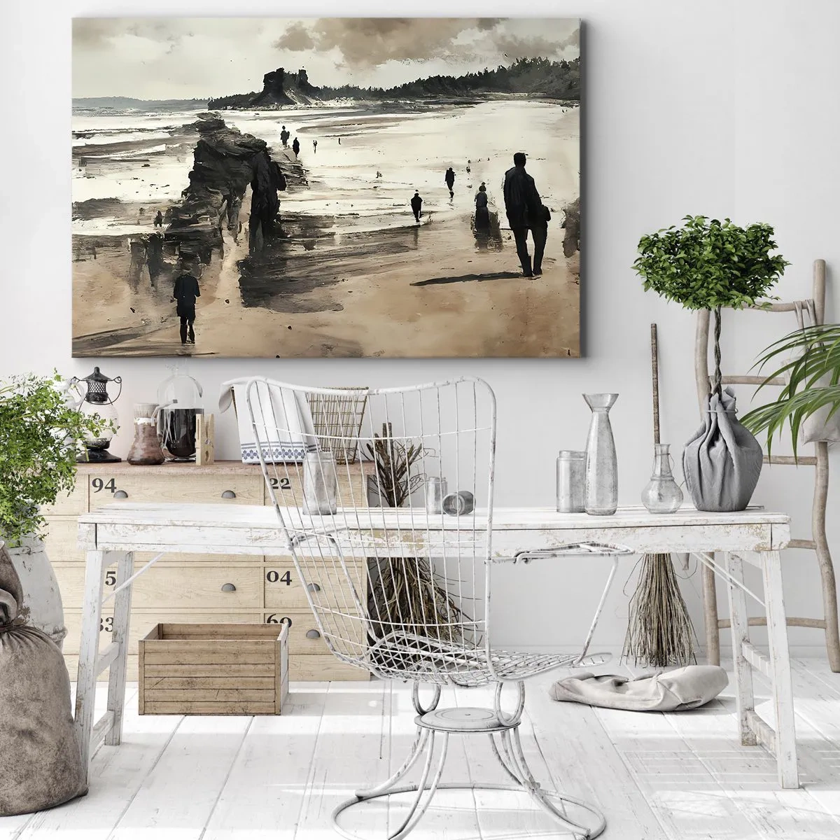 Obraz na plátne - Prechádzky po pláži v pokojnej krajine - 70x50cm - Vyvolaní - Moderná nástenná dekorácia do obývacej izby a spálne ARTTOR