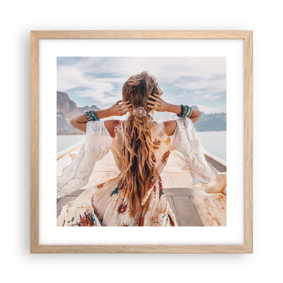 Plagát v ráme zo svetlého duba - Na ceste ku šťastiu - 40x40 cm