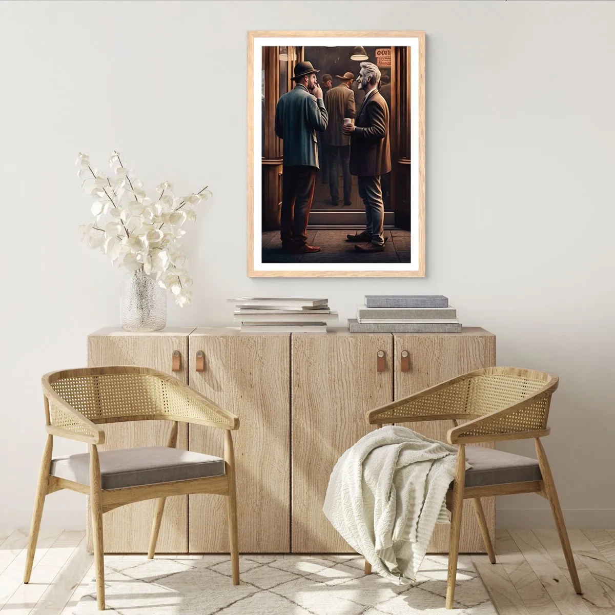 Plagát v ráme zo svetlého duba - Dobrá chvíľa dňa - 40x50 cm