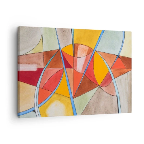 Obraz na plátne - Abstraktná kompozícia v živých geometrických farbách. - 70x50cm - Kolotoč, kolotoč snov - Moderná nástenná dekorácia do obývacej izby a spálne ARTTOR