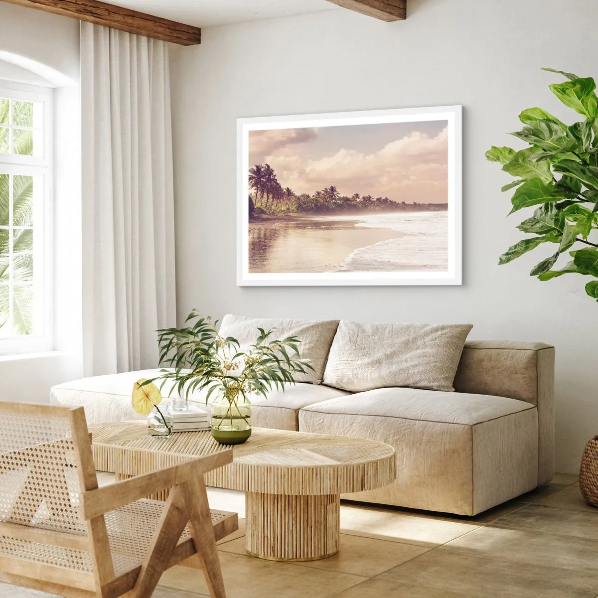 Plagát v bielom ráme - Pohladenie vĺn - 70x50 cm