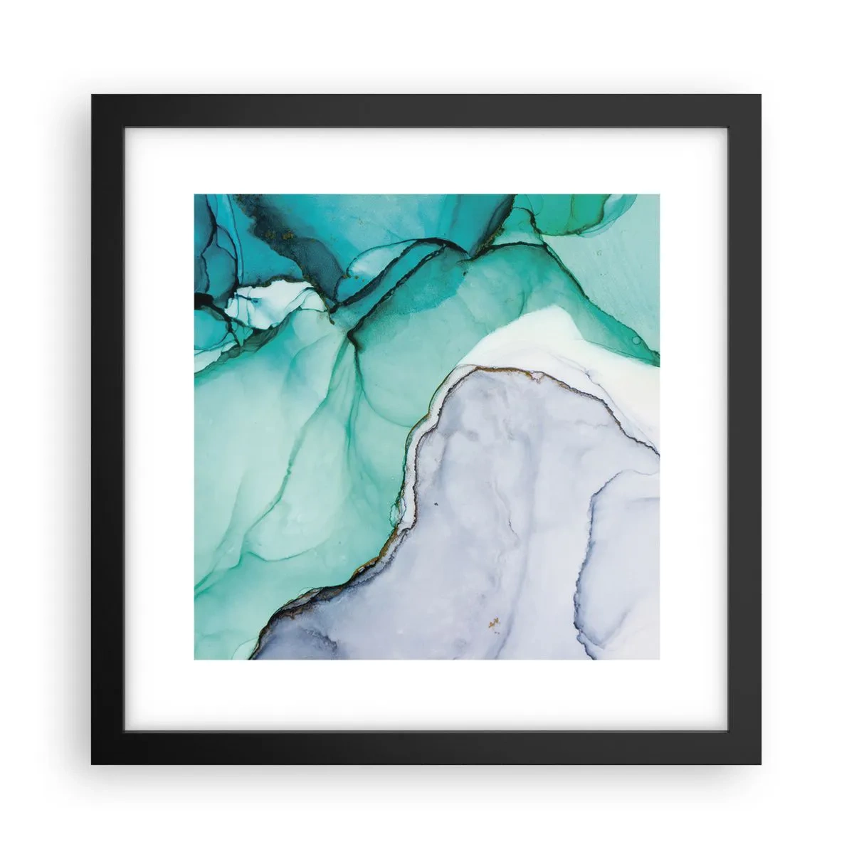 Plagát v čiernom ráme - Štúdia v tyrkysovej - 30x30 cm