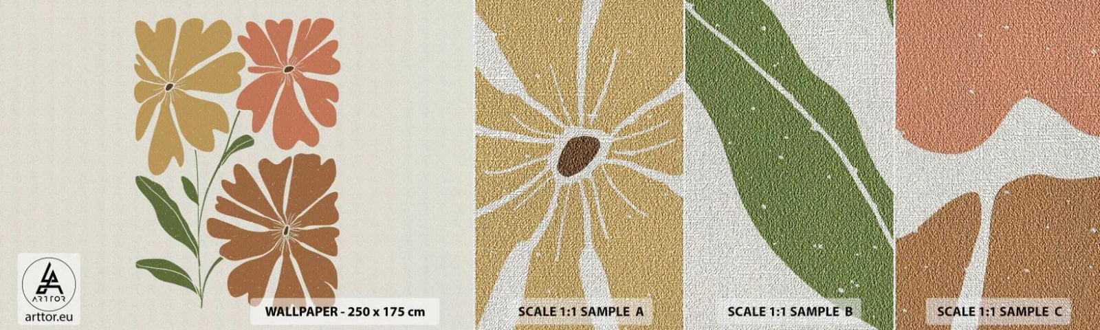 Vzorka fototapety Premium Canvas - Príroda a geometria - Boho, Kvety, Minimalizmus - 100x30 cm