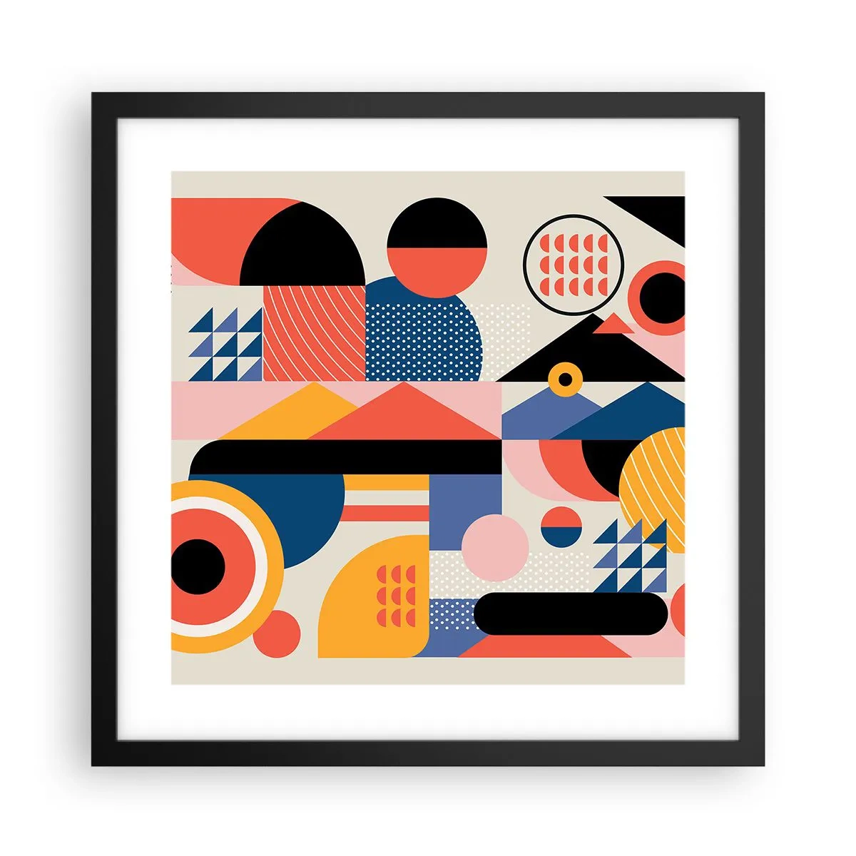 Plagát v čiernom ráme - Kompozícia: poďme sa hrať - 40x40 cm