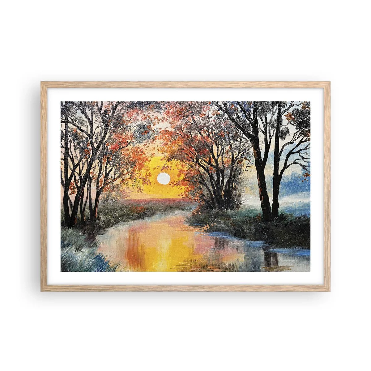 Plagát v ráme zo svetlého duba - Jesenný nádych - 70x50 cm