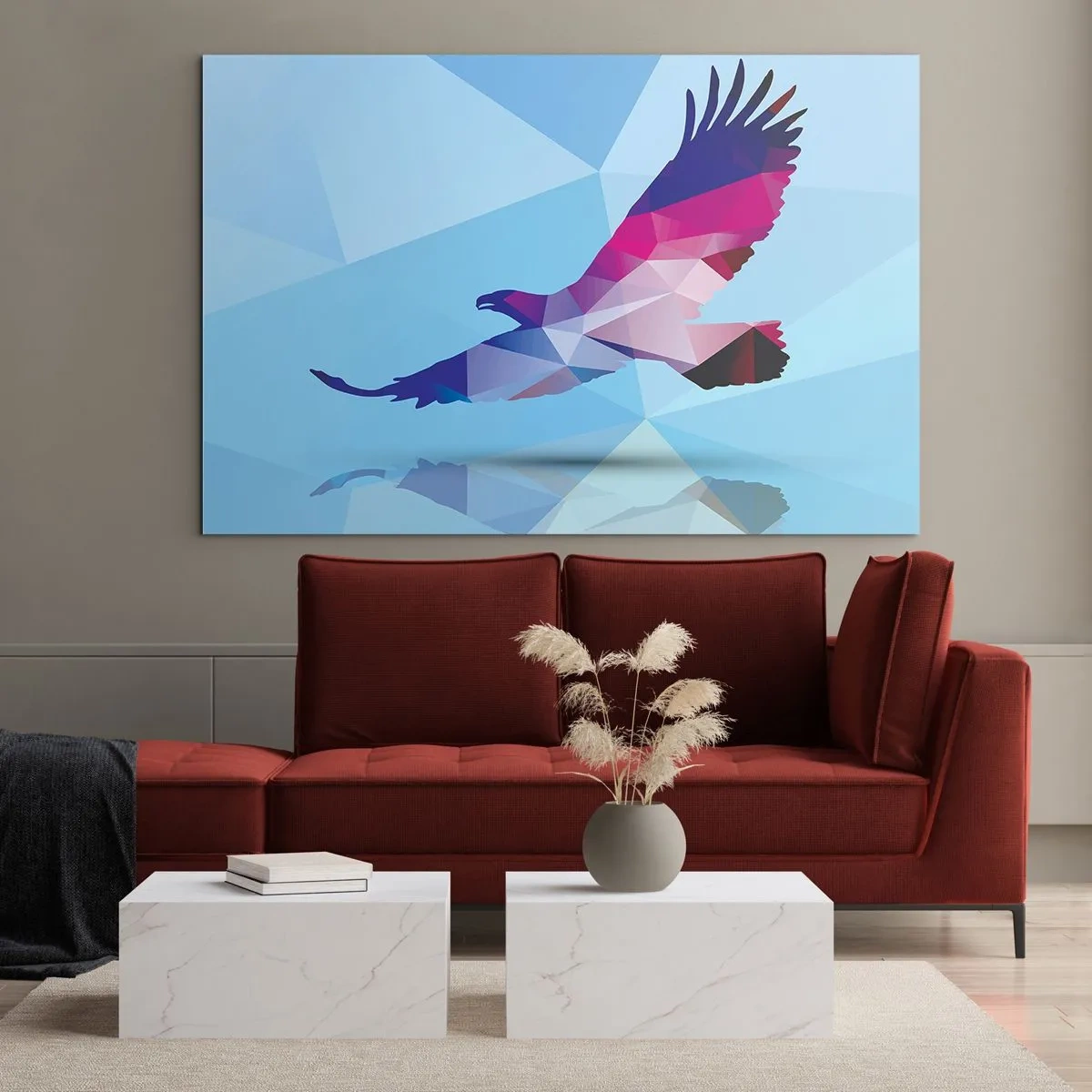 Obraz na skle - Orol v ľaliovom krištáli - 120x80 cm