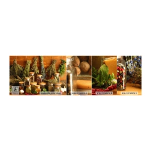 Vzorka samolepiacej fototapety Deluxe Sticker - Kuchynské kúzla - Gastronómia, Sušené bylinky, Korenie - 100x30 cm