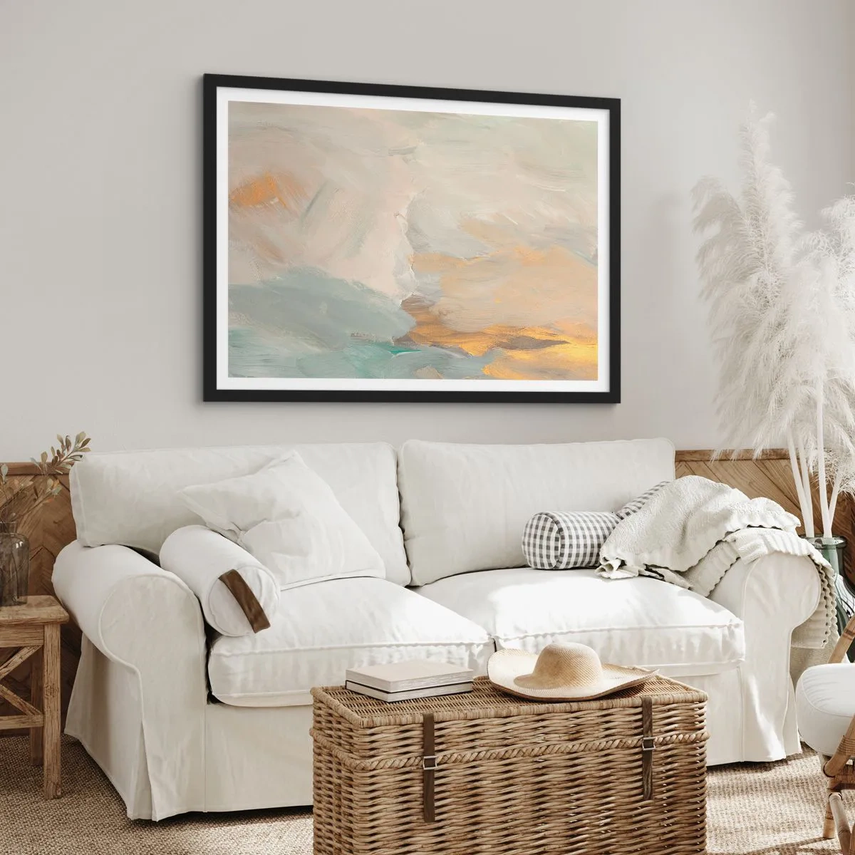 Plagát v čiernom ráme - Abstrakcia – krajina nehy - 91x61 cm