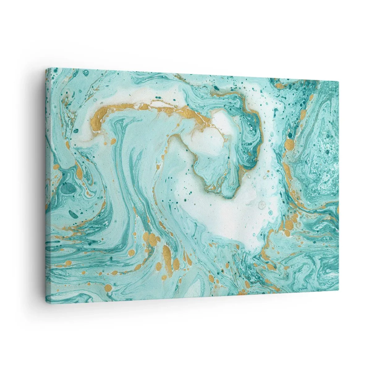 Obraz na plátne - Tyrkysový mramor so zlatými akcentmi v abstraktnej kompozícii - 70x50cm - Pod veľkou vlnou z epochy Edo - Moderná nástenná dekorácia do obývacej izby a spálne ARTTOR