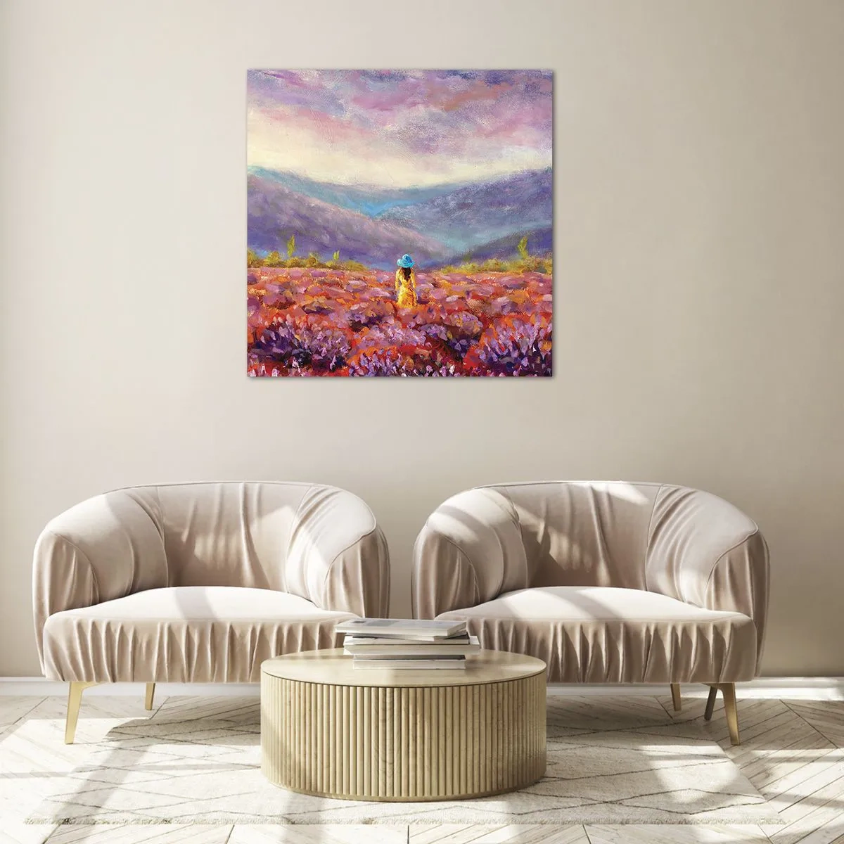 Obraz na skle - V levanduľovom svete - 70x70 cm